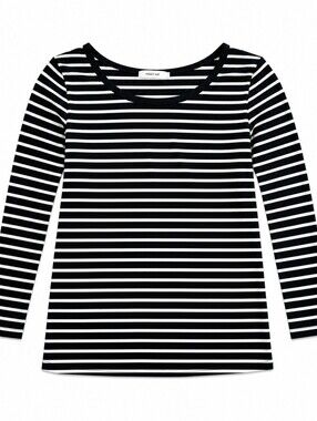 Niko and... Women's Black White Stripe Long Sleeve Scoop Neck Top Size 3 (M)